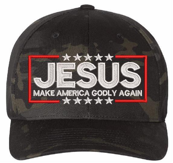 Jesus Make America Godly Again Flex Fit Embroidered Hat - Various Sizes