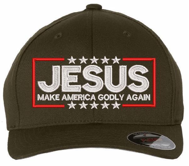 Jesus Make America Godly Again Flex Fit Embroidered Hat - Various Sizes