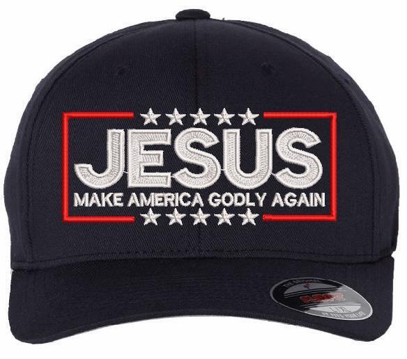 Jesus Make America Godly Again Flex Fit Embroidered Hat - Various Sizes