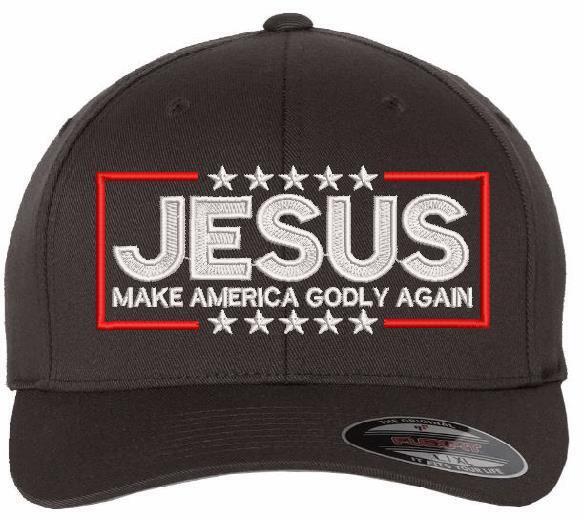 Jesus Make America Godly Again Flex Fit Embroidered Hat - Various Sizes