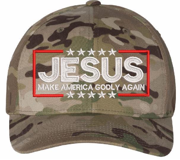 Jesus Make America Godly Again Flex Fit Embroidered Hat - Various Sizes