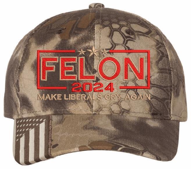 Trump 2024 Hat - FELON 2024 MAKE LIBERALS CRY AGAIN Flex fit or Adjustable Hat