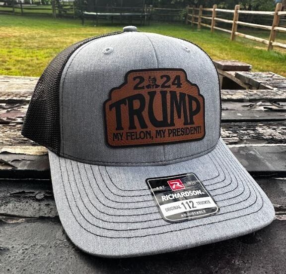 Trump 2024 Convicted Felon President Brown Leather Patch Hat Outdoor Cap HB Hat