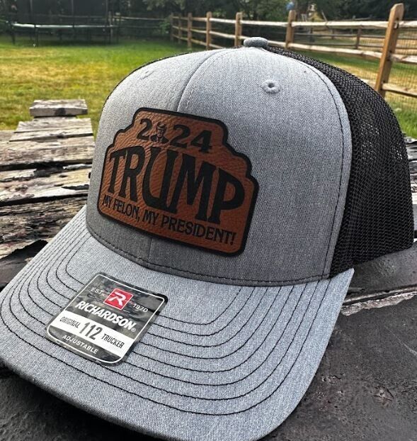 Trump 2024 Convicted Felon President Brown Leather Patch Hat Outdoor Cap HB Hat