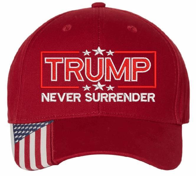 Trump 2024 Hat Never Surrender Adjustable USA Flag Brim Hat