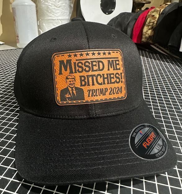 Trump Bulletproof Missed me Bitch*s Flex Fit Leather Badge Hat Various Sizes