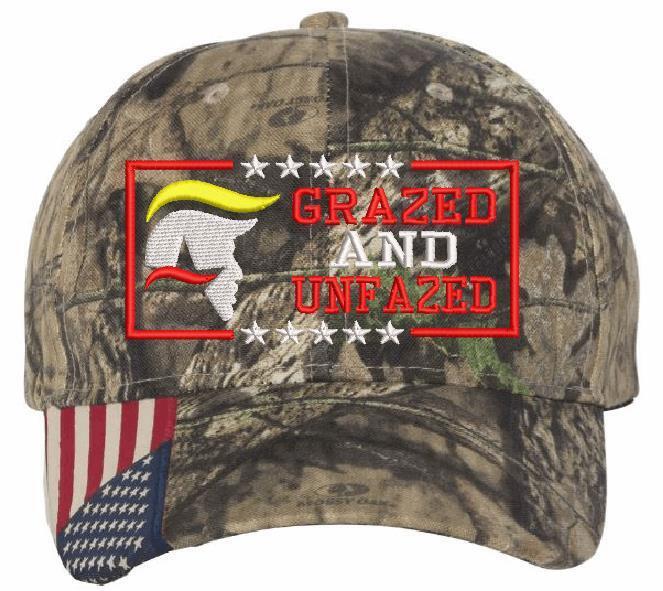 Trump Grazed Not Fazed Embroidered Hat - Bulletproof Trump 2024 hat MAGA