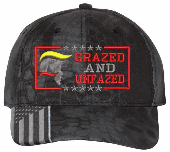 Trump Grazed Not Fazed Embroidered Hat - Bulletproof Trump 2024 hat MAGA