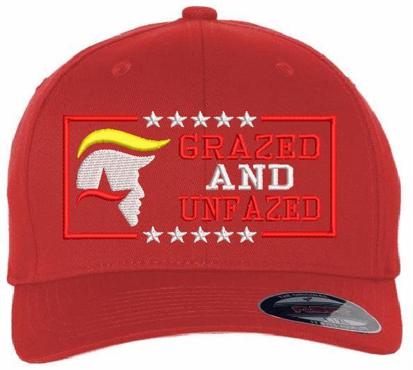 Trump Grazed Not Fazed Embroidered Hat - Bulletproof Trump 2024 hat MAGA