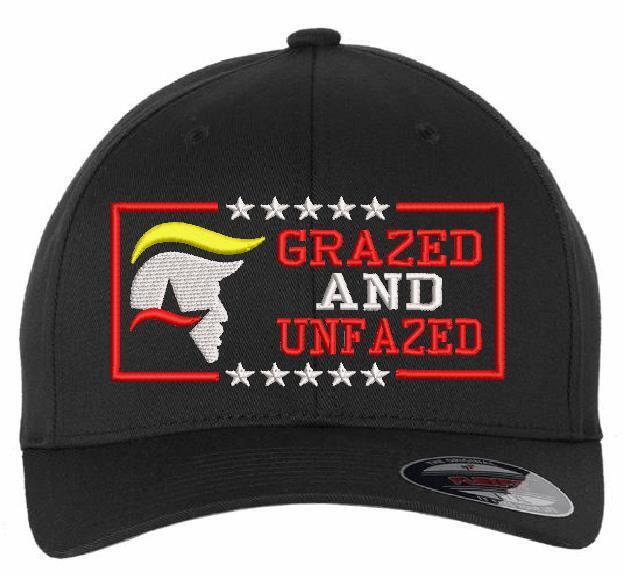 Trump Grazed Not Fazed Embroidered Hat - Bulletproof Trump 2024 hat MAGA