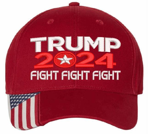 Trump 2024 Hat Fight Adjustable Red AM350 USA Hat