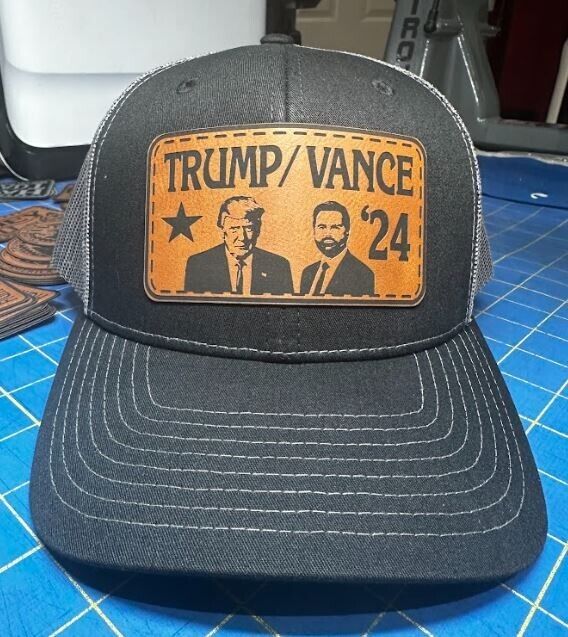 Trump Vance 2024 Leather Badge Hat OC771 Adjustable Mesh Back Hat MAGA Trump Hat