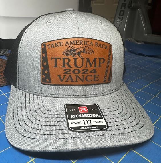 Trump Vance Hat Take America Back Eagle Leather Badge Adjustble Richardson 112