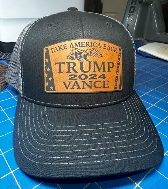 Trump Vance Hat EAGLE 2024 Leather Badge Hat OC771 Adjustable Mesh Back Hat MAGA