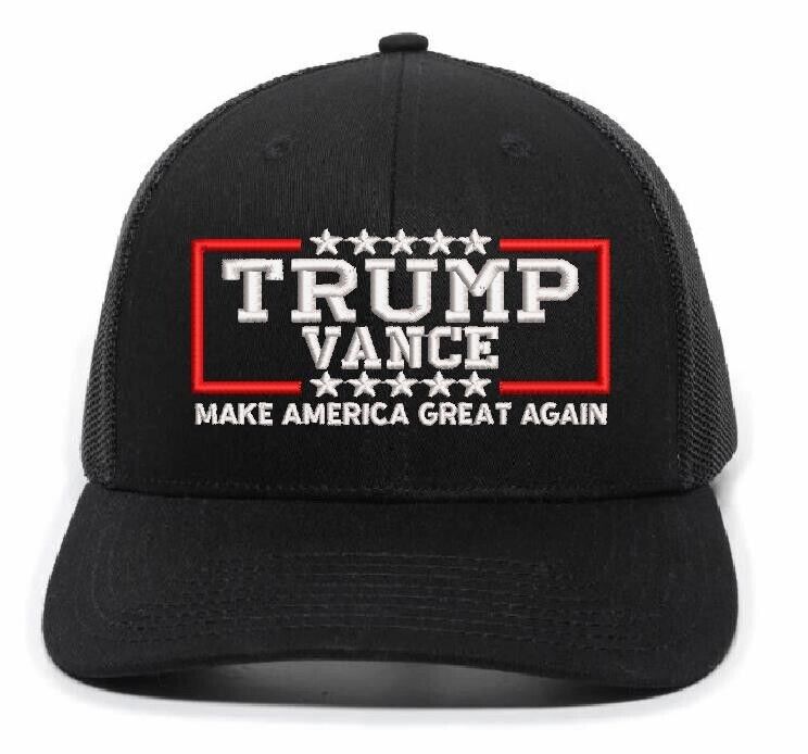 Trump Vance Hat 2024 Embroidered Hat - Outdoor Cap OC771 Black Mesh back Hat