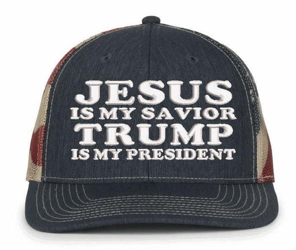 Trump Hat - Jesus is my Savior Trump is my President Adjustable USA OG Hat