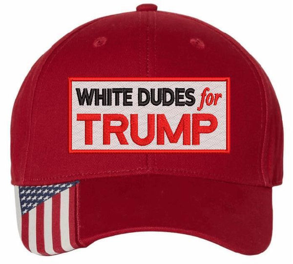 White Dudes For TRUMP Hat Embroidered USA300 Adjustable Hat