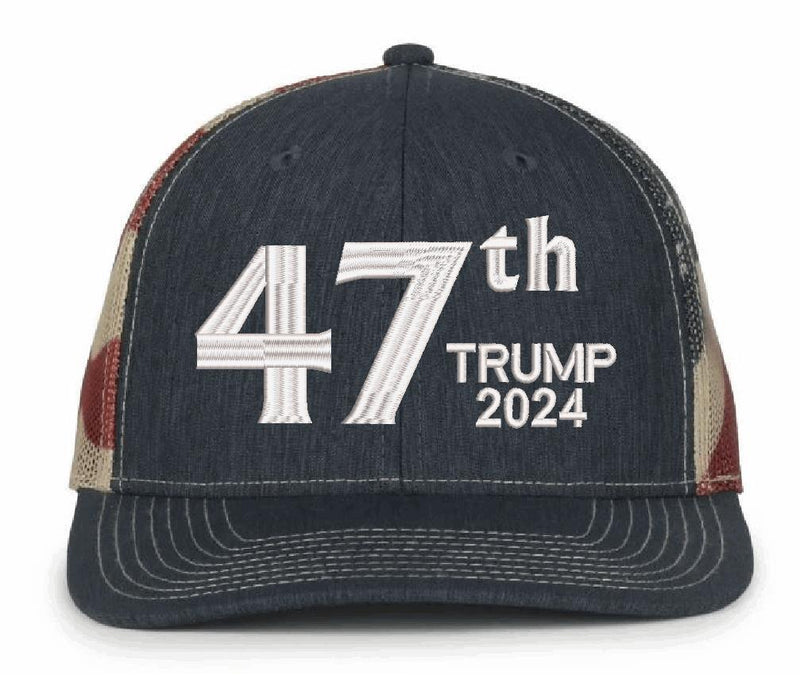 Trump Vance Hat 47TH FOUR MORE YEARS Embroidered USA Old Glory Hat