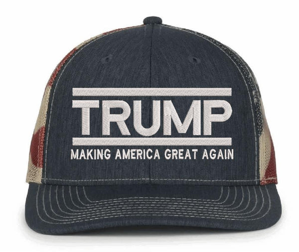 Trump Vance Hat TRUMP Make America Great Embroidered Old Glory Adjustable Hat