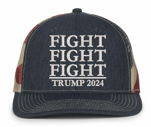 Trump Vance Hat FIGHT FIGHT FIGHT Embroidered Old Glory USA Adjustable Hat