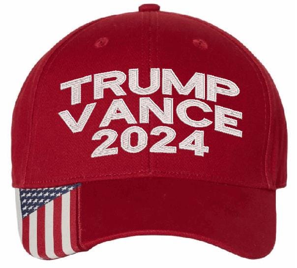 Trump Vance 2024 Embroidered Adjustable USA300 Red Adjustable Hat MAGA