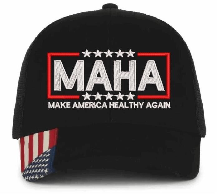 MAHA Make America Healthy Again Trump Vance Kennedy Embroidered Hat Black Mesh