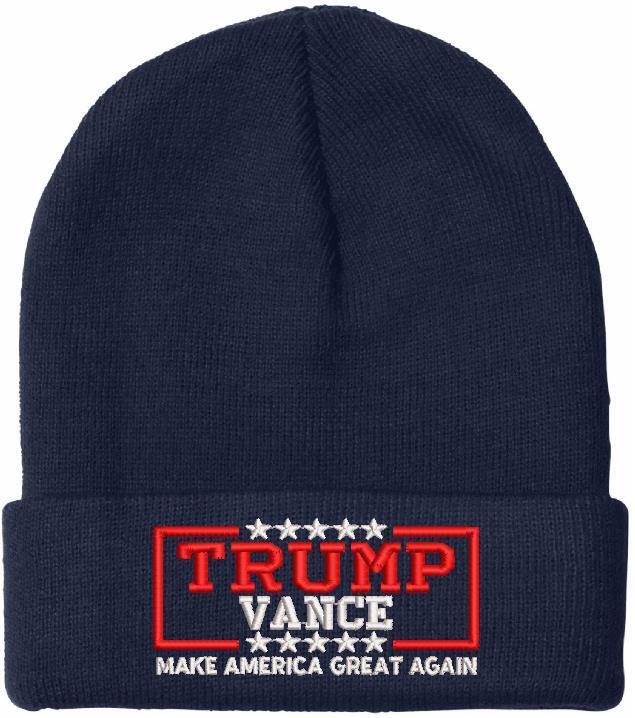 Trump Vance Embroidered Winter Knit Hat Various Colors Cuff or Beanie MAGA