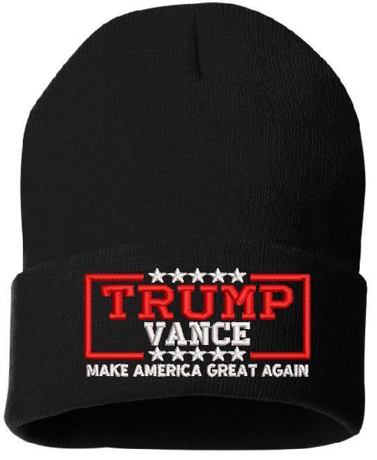 Trump Vance Embroidered Winter Knit Hat Various Colors Cuff or Beanie MAGA