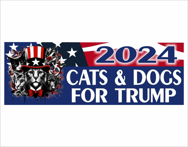 Cats for TRUMP Cats and Dogs for Trump Bumper Sticker MAGA Trump