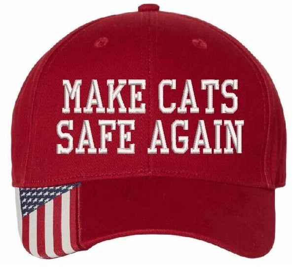 Make CATS Safe Again Trump 2024 Embroidered Hat USA300 Flag Brim Adjustable Hat