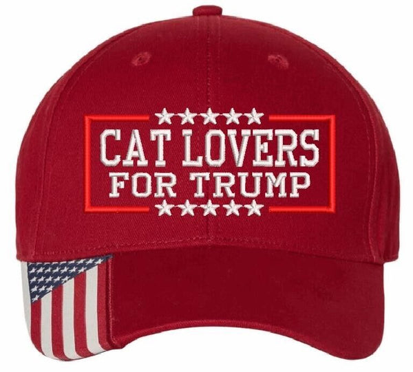 Cat Lovers for Trump Embroidered Hat USA300 Red Adjustable Hat TRUMP 2024