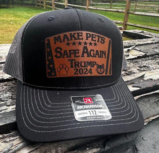 Make Pets Safe Again Hat - Leather Badge Black/Charcoal Richardson 112 Hat