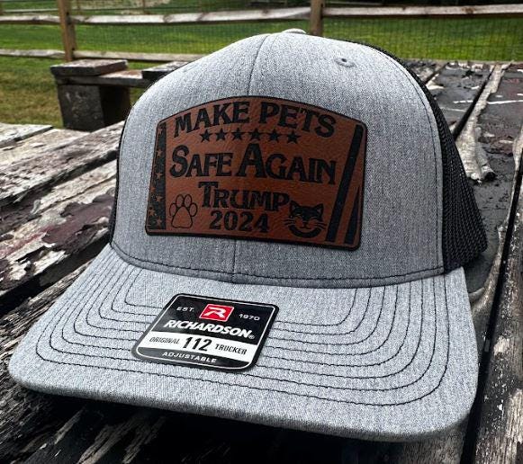 Make Pets Safe Again Hat - Leather Badge Heather/Black Richardson 112 Hat