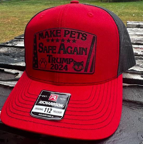 Make Pets Safe Again Hat - Leather Badge Red/Black Richardson 112 Hat