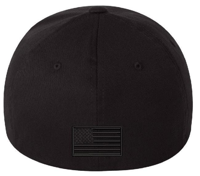 DARK MAGA Embroidered Flex Fit or Adj. Hat with back BLACK Back FLAG