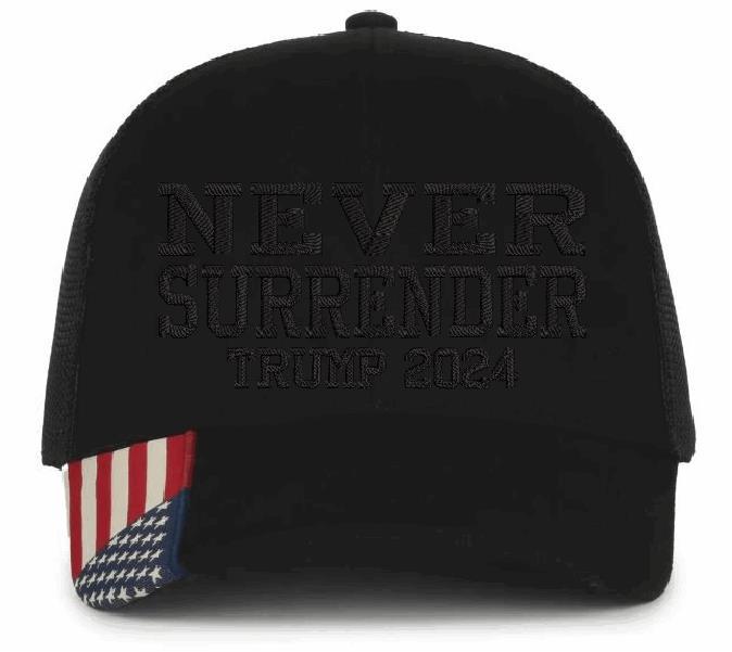 Dark MAGA Trump Never Surrender Elon Musk Embroidered Hat - AM305S Mesh Back Hat