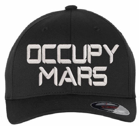 Occupy Mars Hat - Elon Musk Flex Fit Embroidered Hat with back USA FLAG Patch WW