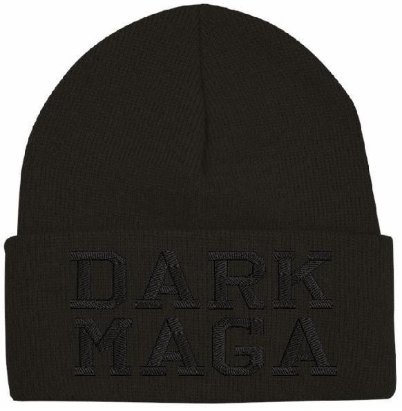 Trump 2024 DARK MAGA Winter Hat - Embroidered Black Winter Cuff or Beanie Hat