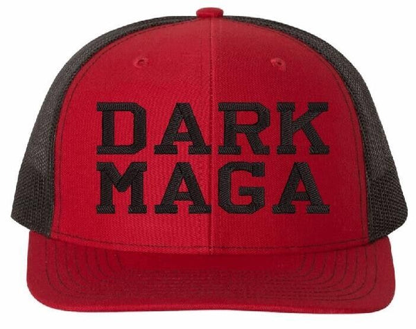 Trump DARK MAGA Hat - Richardson 112 Red/Black Mesh Back Adjustable MAGA Hat