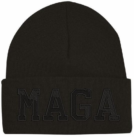 Trump 2024 MAGA Winter Hat Black Winter Cuff hat with Black DARK MAGA Elon Musk