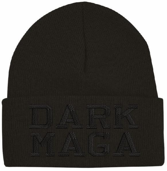 Trump DARK MAGA Winter Hat Black Winter Cuff hat with Black DARK MAGA Embroidery