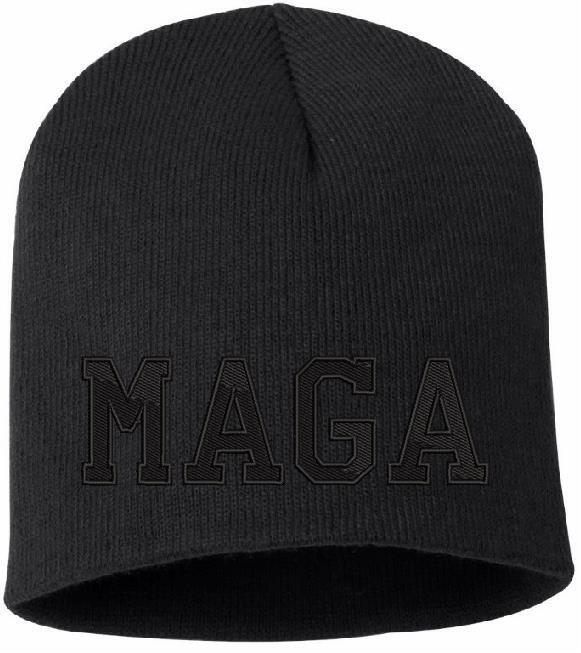 Trump 2024 MAGA Winter Hat Black Winter Cuff hat with Black DARK MAGA Elon Musk