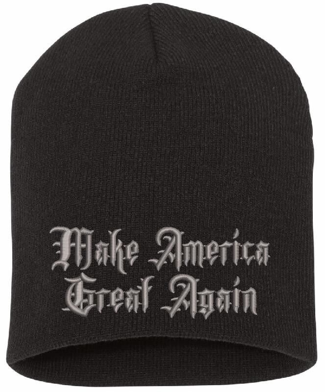 Trump 2024 Winter Hat Gothic MAKE AMERICA GREAT AGAIN Winter Cuff or Beanie Hat