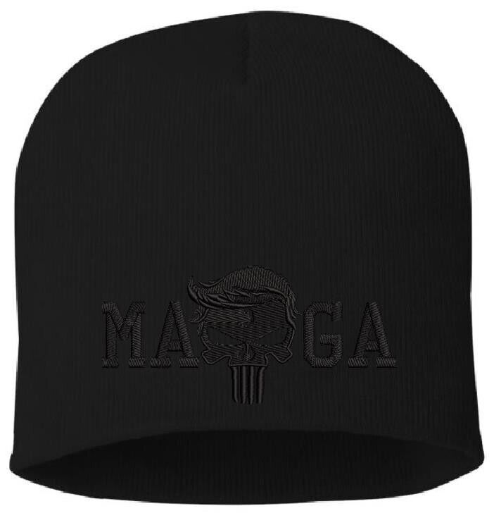 Trump 2024 Winter Hat BLACKOUT MAGA PUNISHER Trump 2024 Winter Cuff or Beanie