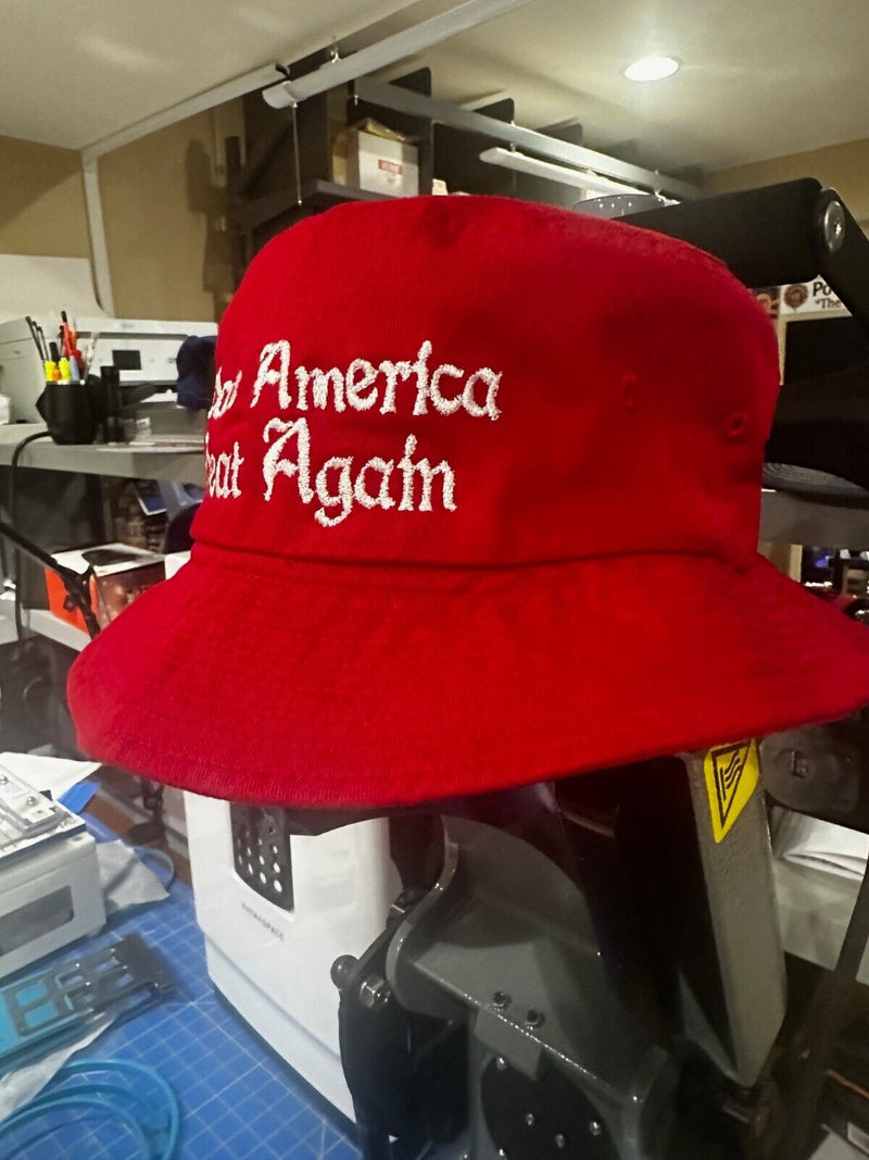 Trump 2024 Hat - Red Boonie Hat with White Embroidery Trump Vance MAGA Hat Trump