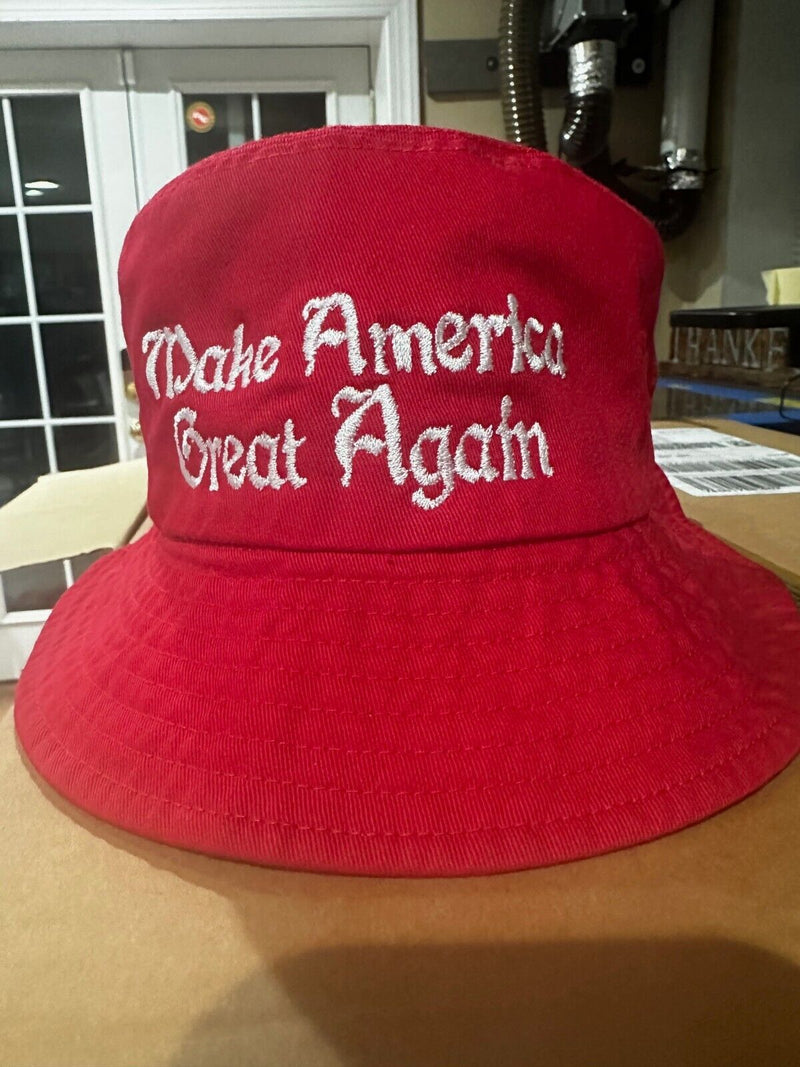 Trump 2024 Hat - Red Boonie Hat with White Embroidery Trump Vance MAGA Hat Trump