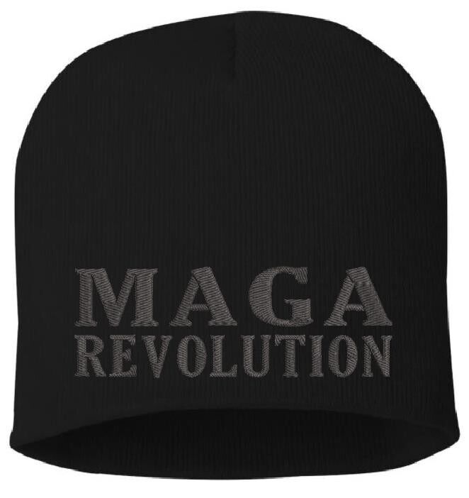 Trump REVOLUTION Winter Hat Black Winter hat with Gray Embroidery Trump 2024 Hat