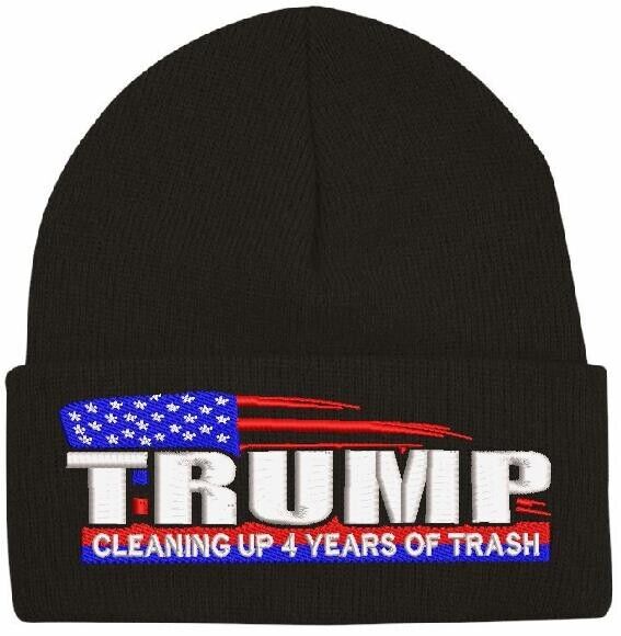 Trump 2024 Winter Hat USA Trump Cleaning up 4 years of trash Trump Winter Hat