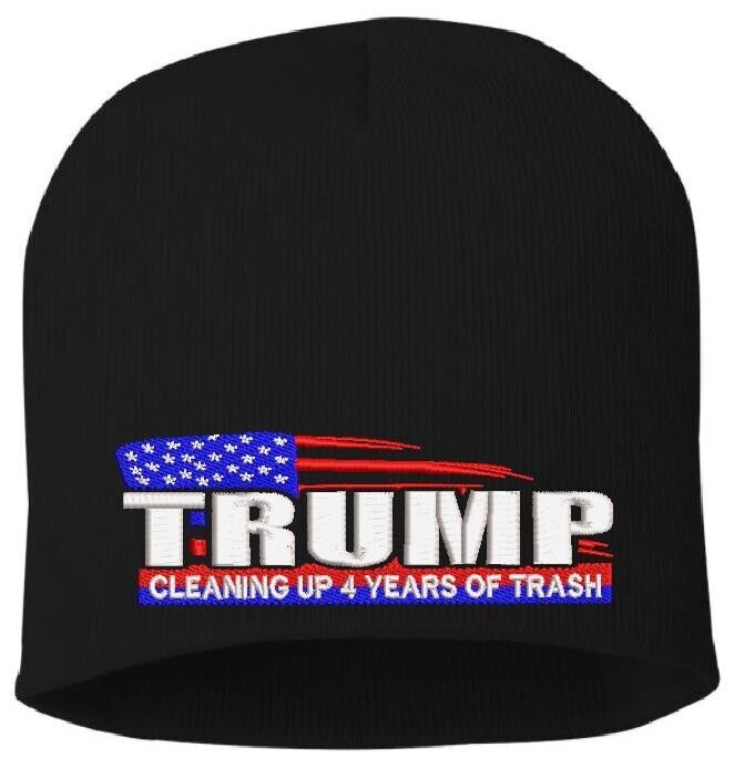 Trump 2024 Winter Hat USA Trump Cleaning up 4 years of trash Trump Winter Hat