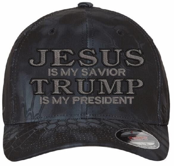 Jesus is my Savior Trump is my President Verion 3 Black TYPHOON Flex Fit Hat